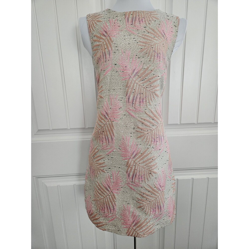 Frnch Paris Shift Dress Size S Orange Pink Purple Tweed Cotton Lined Cutout Back